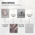 9 Piece Patio Furniture Set with Fire Pit Table, All Weather Outdoor Sectional PE Rattan, Patio Conversation Sets with Cushions and Glass Coffee Table for Garden Lawn Balcony, Grey