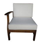 Perla Teak Brown 5-Piece Wood Outdoor Patio Fire Pit Conversation Set with Cream Cushions