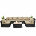 DINELI Patio Furniture Sectional Sofa with Propane Fire Pit Table