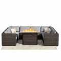 TANGJEAMER 9 Piece Patio Furniture Set with Fire Pit Table
