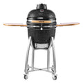 VEVOR Charcoal Grill and Smoker Ceramic BBQ Smokers with 4 Wheels & Thermometer