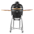 VEVOR Charcoal Grill and Smoker Ceramic BBQ Smokers with 4 Wheels & Thermometer
