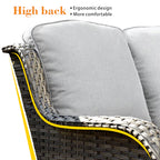 5 -Piece Wicker Patio Sofa Conversation Set with Gray Cushions