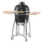 VEVOR Charcoal Grill and Smoker Ceramic BBQ Smokers with 4 Wheels & Thermometer