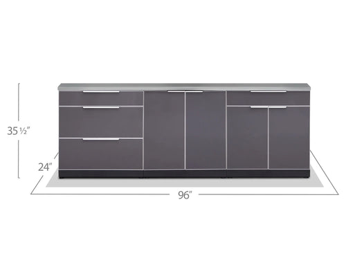 Newage Products Outdoor Kitchen 4 Piece Cabinet Set in Slate Gray with Countertops