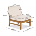 Perla Teak Brown 5-Piece Wood Outdoor Patio Fire Pit Conversation Set with Cream Cushions