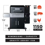 Gravity Series Charcoal Grill plus Smoker in Black 1150 Sq. In.