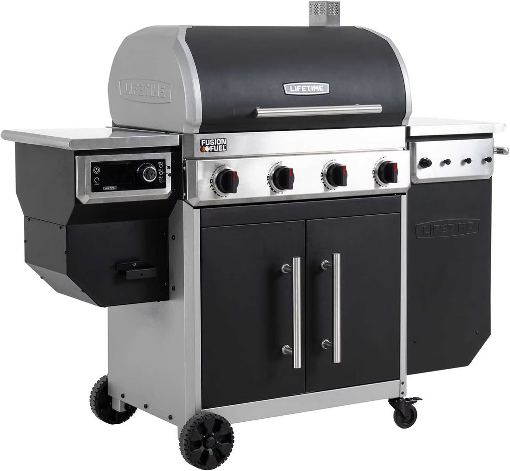 4 Burner Gas Grill and Wood Pellet Smoker Combo