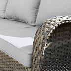 5 -Piece Wicker Patio Sofa Conversation Set with Gray Cushions